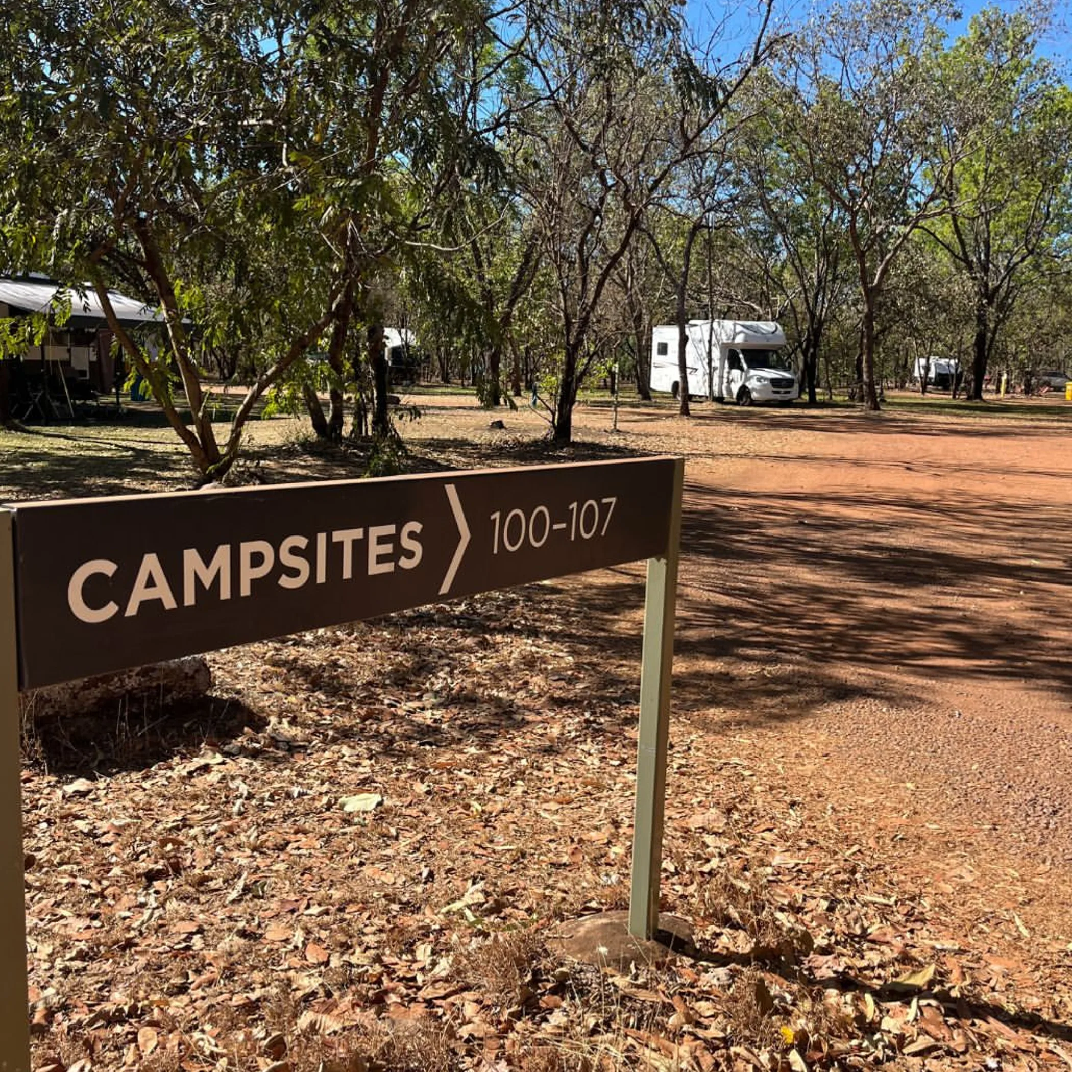 kakadu camping area with sign
