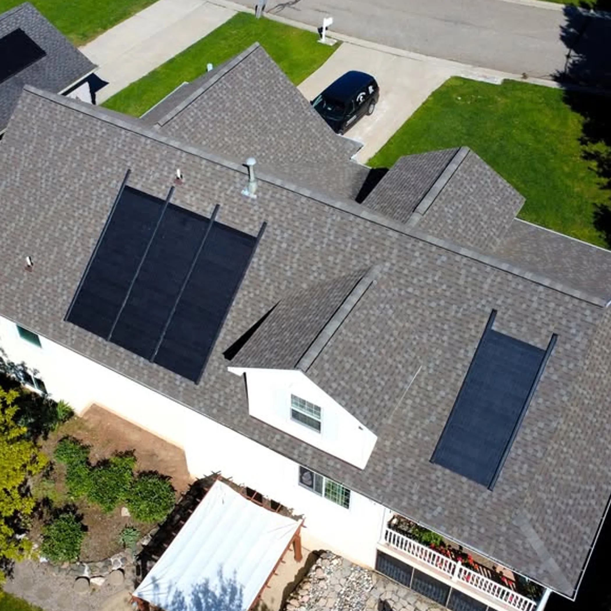 rooftop solar panels on tilted roof