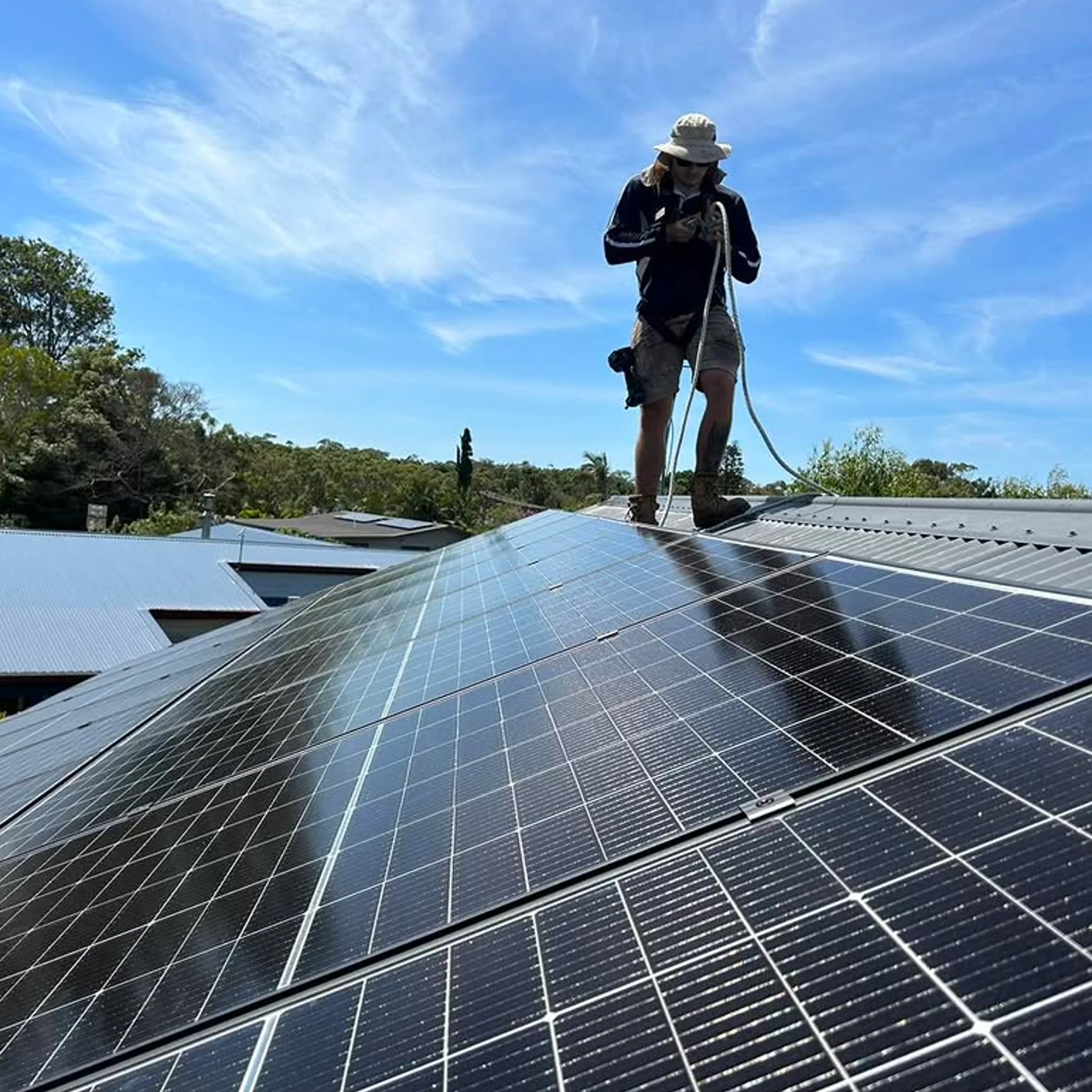 solar panels on tilted roof